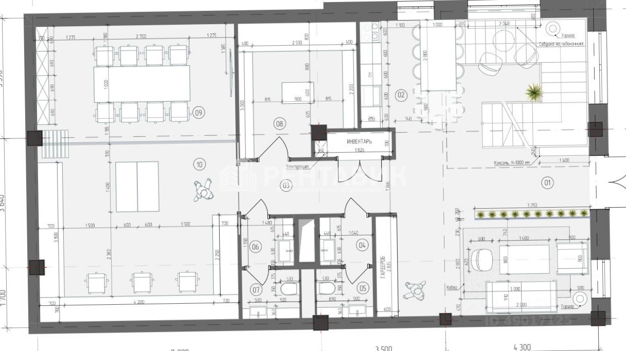 Офис Лофт-квартал Studio 12 площадью 217 квадратных метров