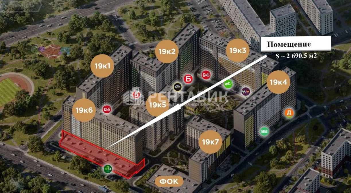 Помещение свободного назначения Березовая аллея, 19к6 площадью 515 квадратных метров
