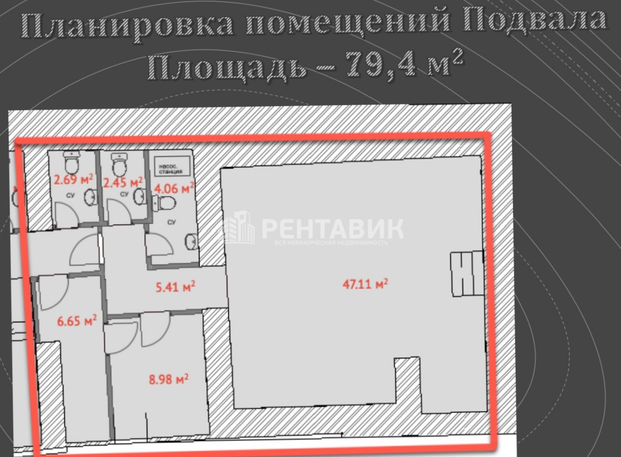 Помещение свободного назначения Серпуховская 36-71с1 площадью 170 квадратных метров