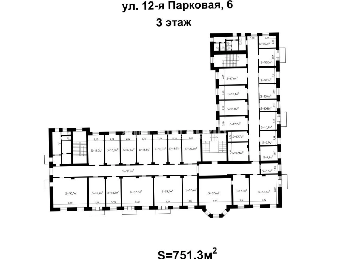 Здание целиком 12-я Парковая, 6 площадью 3202 квадратных метров
