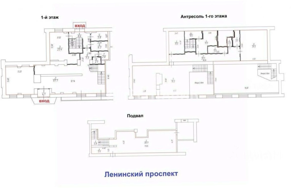 Помещение свободного назначения Ленинский, 60-2 площадью 397 квадратных метров