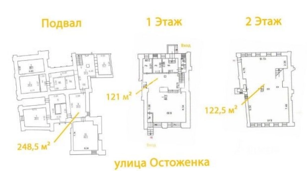 Помещение свободного назначения Остоженка, 3-14 площадью 243 квадратных метров