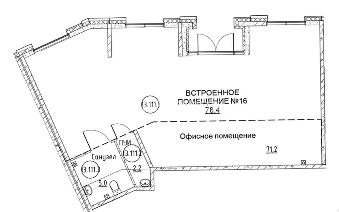 Помещение свободного назначения Кронунг Юг площадью 78 квадратных метров