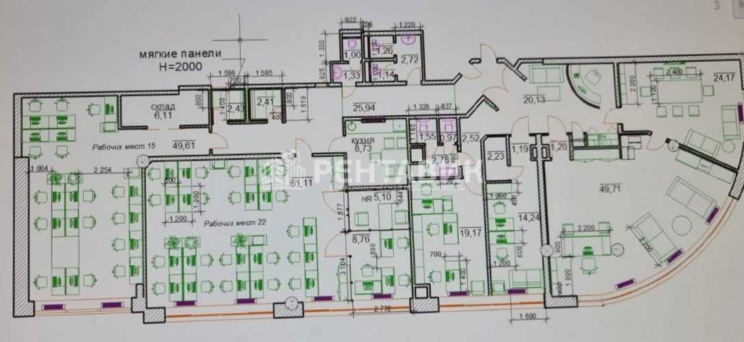 Офис Большая Грузинская, 61с2 площадью 350 квадратных метров