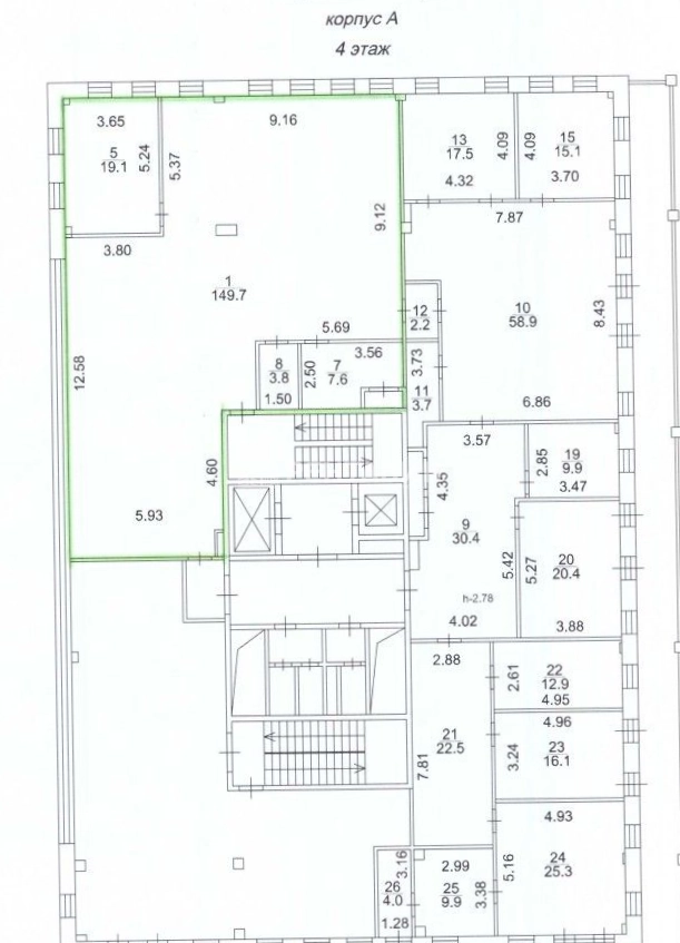Офис Ивановская Горка площадью 225 квадратных метров