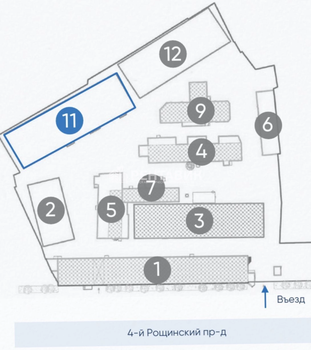 Склад 4-й Рощинский, 20с11 площадью 1251.4 квадратных метров