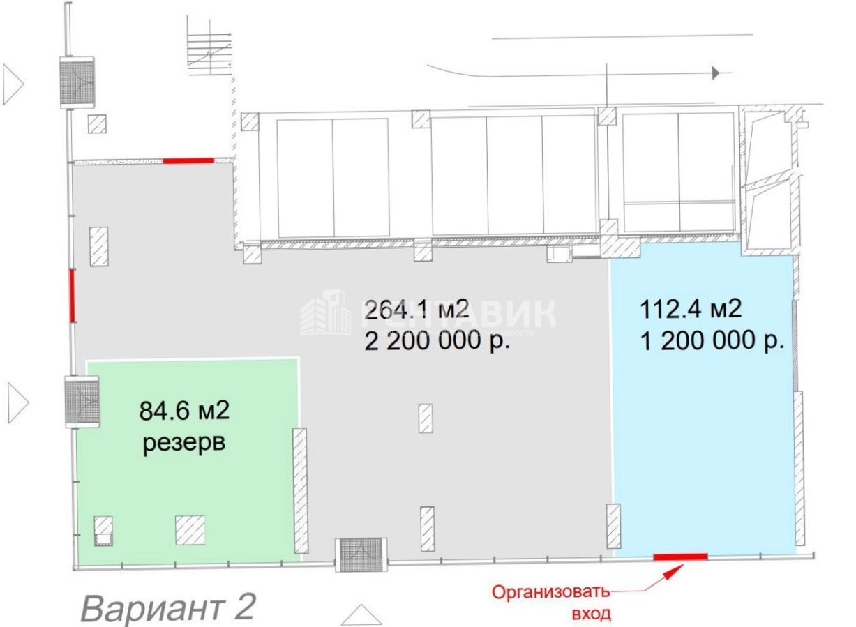 Помещение свободного назначения Академик площадью 112.4 квадратных метров