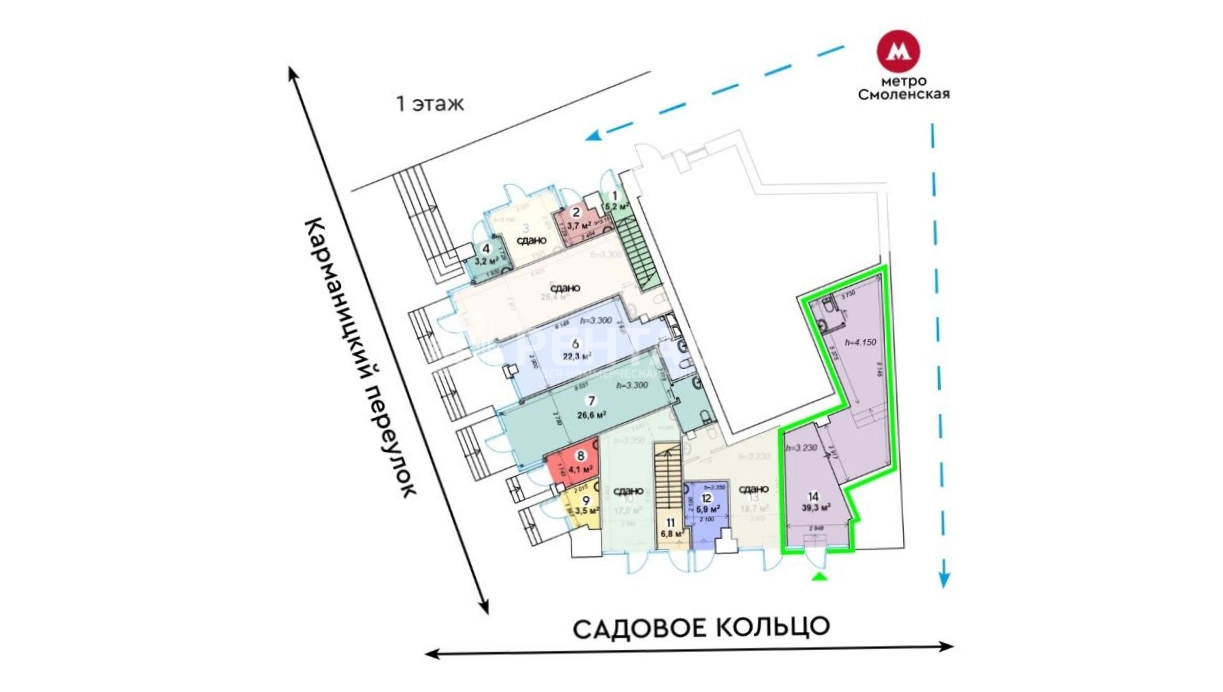 Торговая площадь Арбат площадью 39 квадратных метров