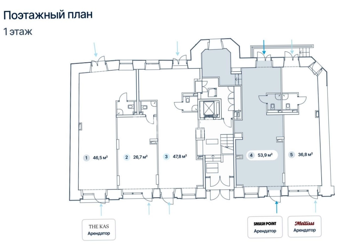 Торговая площадь Большая Бронная, 25с3 площадью 53.9 квадратных метров
