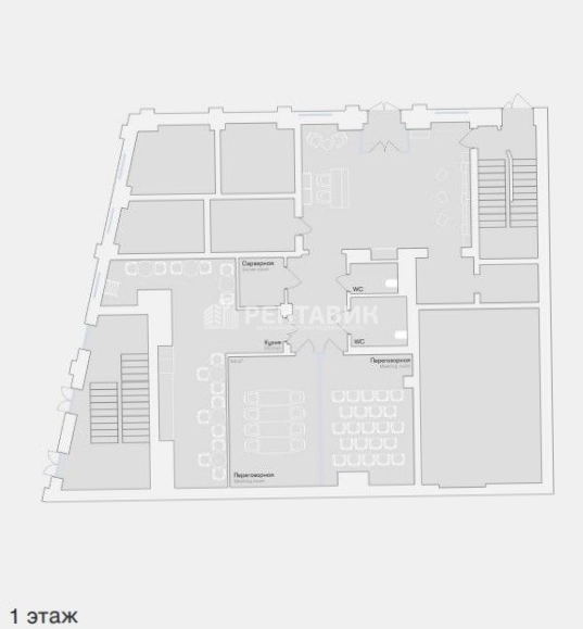 Офис Остоженка, 25с1 площадью 1844 квадратных метров