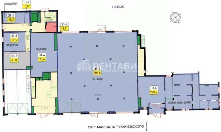 Торговая площадь Юнион Парк площадью 3345 квадратных метров