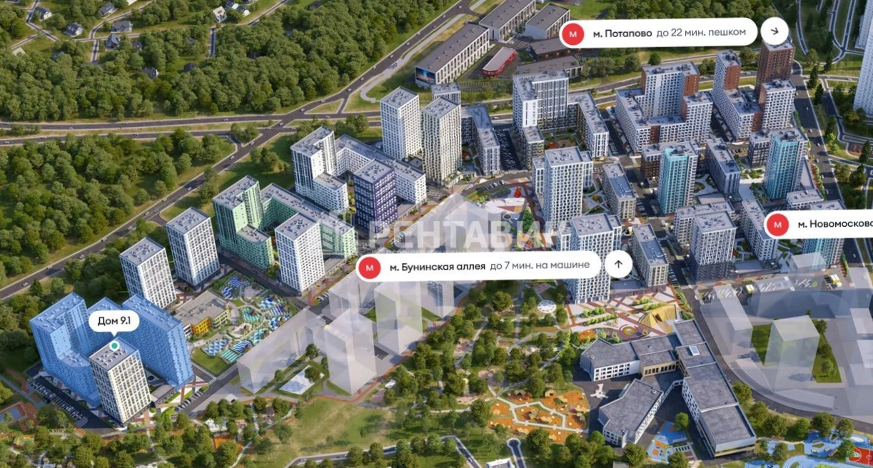Торговая площадь Бунинские кварталы площадью 299.1 квадратных метров