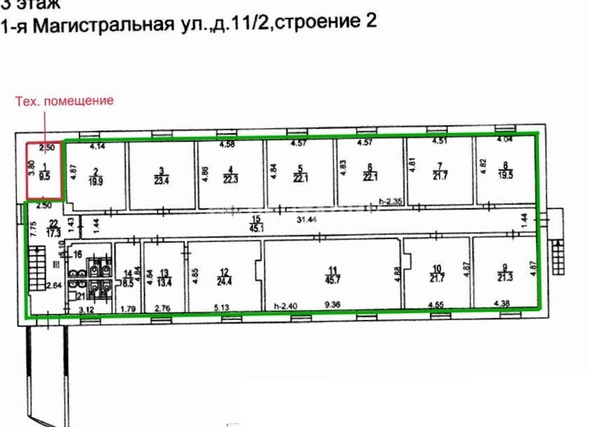 Здание целиком 1-я Магистральная, 11-2 площадью 3214.8 квадратных метров