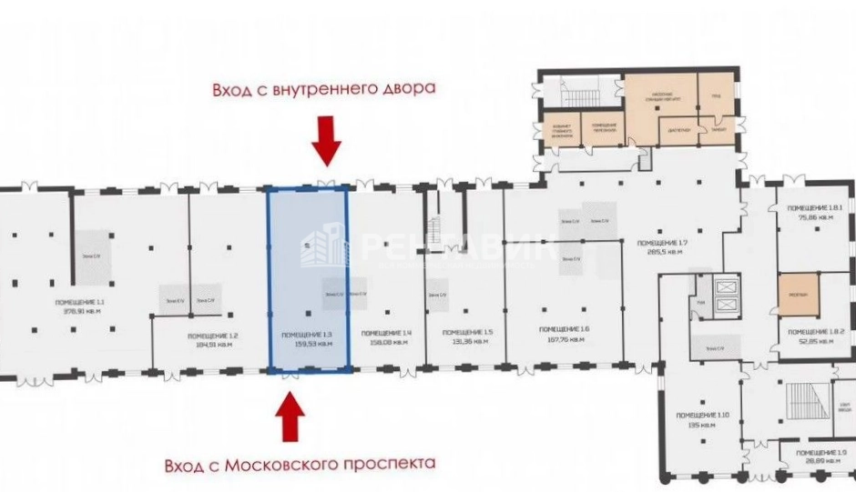 Торговая площадь Московский, 114 площадью 159.5 квадратных метров