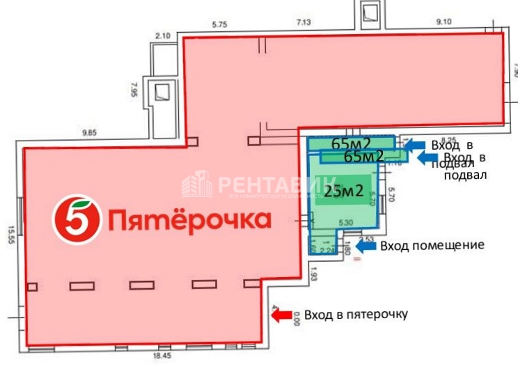 Торговая площадь Окружная, 17 площадью 525 квадратных метров