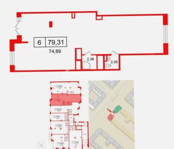 Помещение свободного назначения Univer City площадью 146 квадратных метров