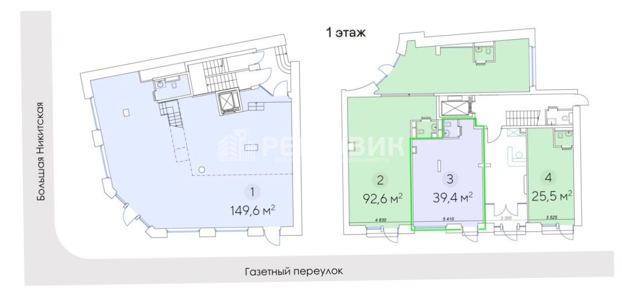 Торговая площадь Большая Никитская, 12с2 площадью 39.4 квадратных метров