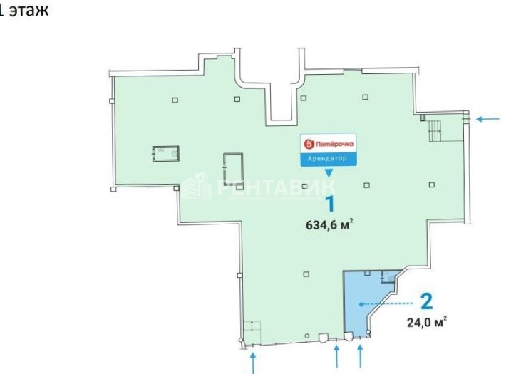Торговая площадь Красная Пресня, 23кБс1 площадью 634.6 квадратных метров