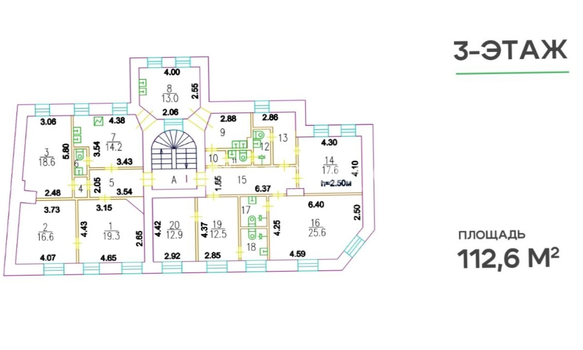 Помещение свободного назначения Мира, 12с1 площадью 550 квадратных метров