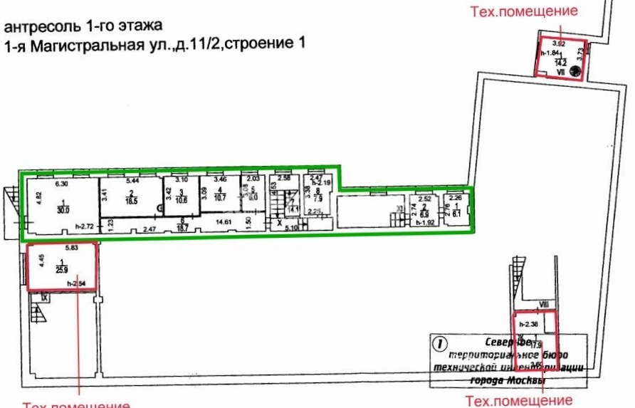 Здание целиком 1-я Магистральная, 11-2 площадью 2093.8 квадратных метров