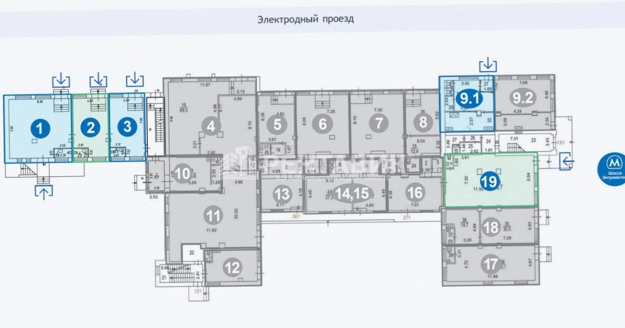 Торговая площадь Электродный, 16 площадью 38 квадратных метров