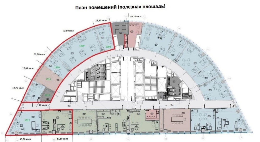 Офис Китайский Деловой Центр Парк Хуамин площадью 266 квадратных метров