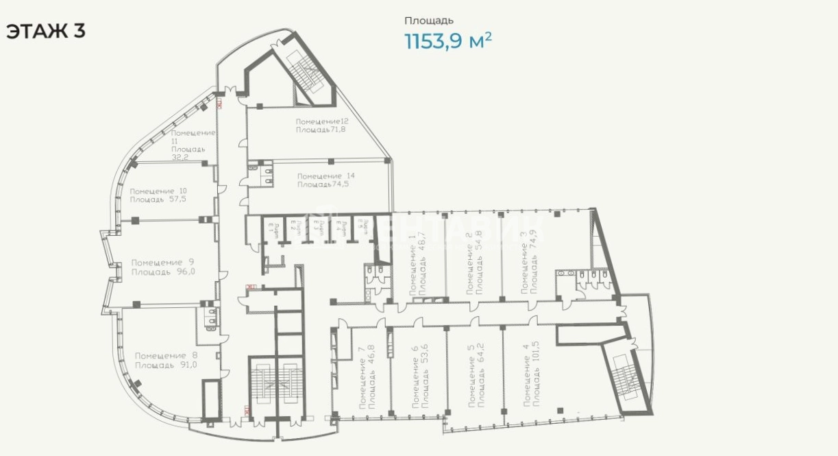 Офис SK Plaza площадью 1153.9 квадратных метров