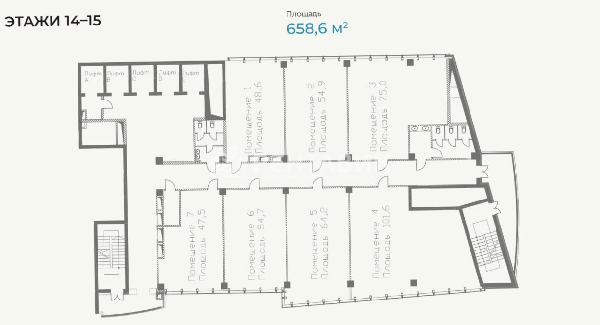 Офис SK Plaza площадью 1317.2 квадратных метров