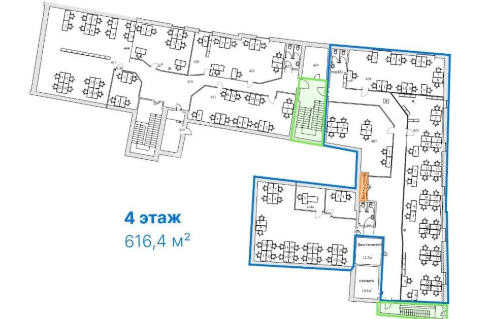 Офис Верхняя Радищевская, 2-1с1-6 площадью 1169 квадратных метров