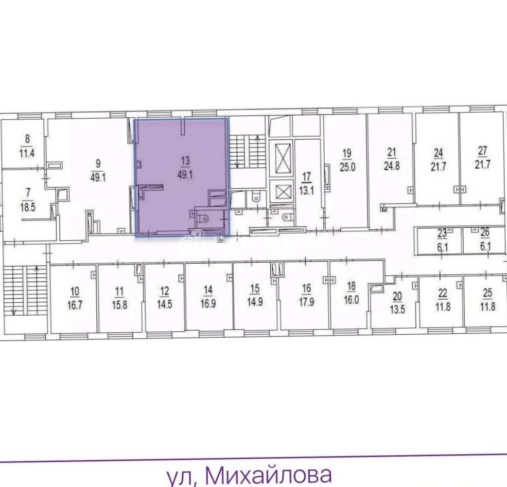 Торговая площадь Михайлова, 31а площадью 49.1 квадратных метров