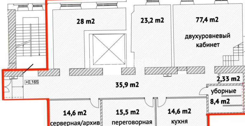 Офис Красный Октябрь, Берсеневская, 6с2 площадью 235 квадратных метров