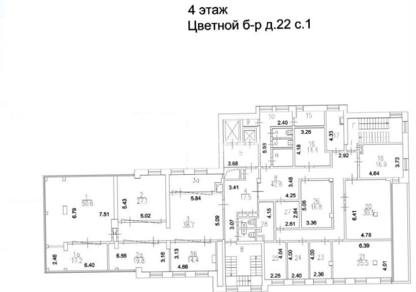 Офис Цветной, 22с1 площадью 475 квадратных метров