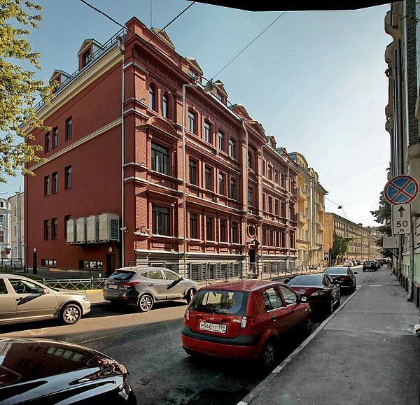 фасад дома, здание по адресу г Москва, Печатников пер, д 19 стр 1
